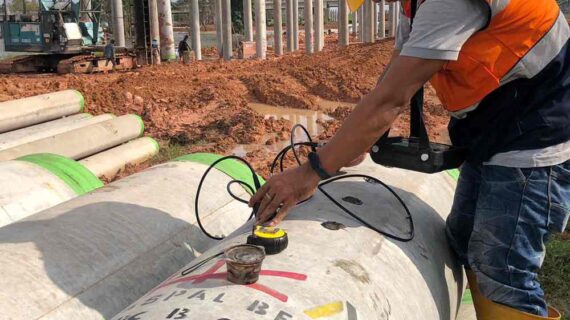 Ultrasonic Pulse Velocity Test (UPVT) Tiang Pancang Junction Palembang 