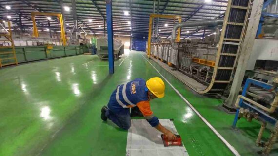 Investigasi Struktur Lantai Warehouse Cikarang : Hammer Test & Rebarscanning 2D